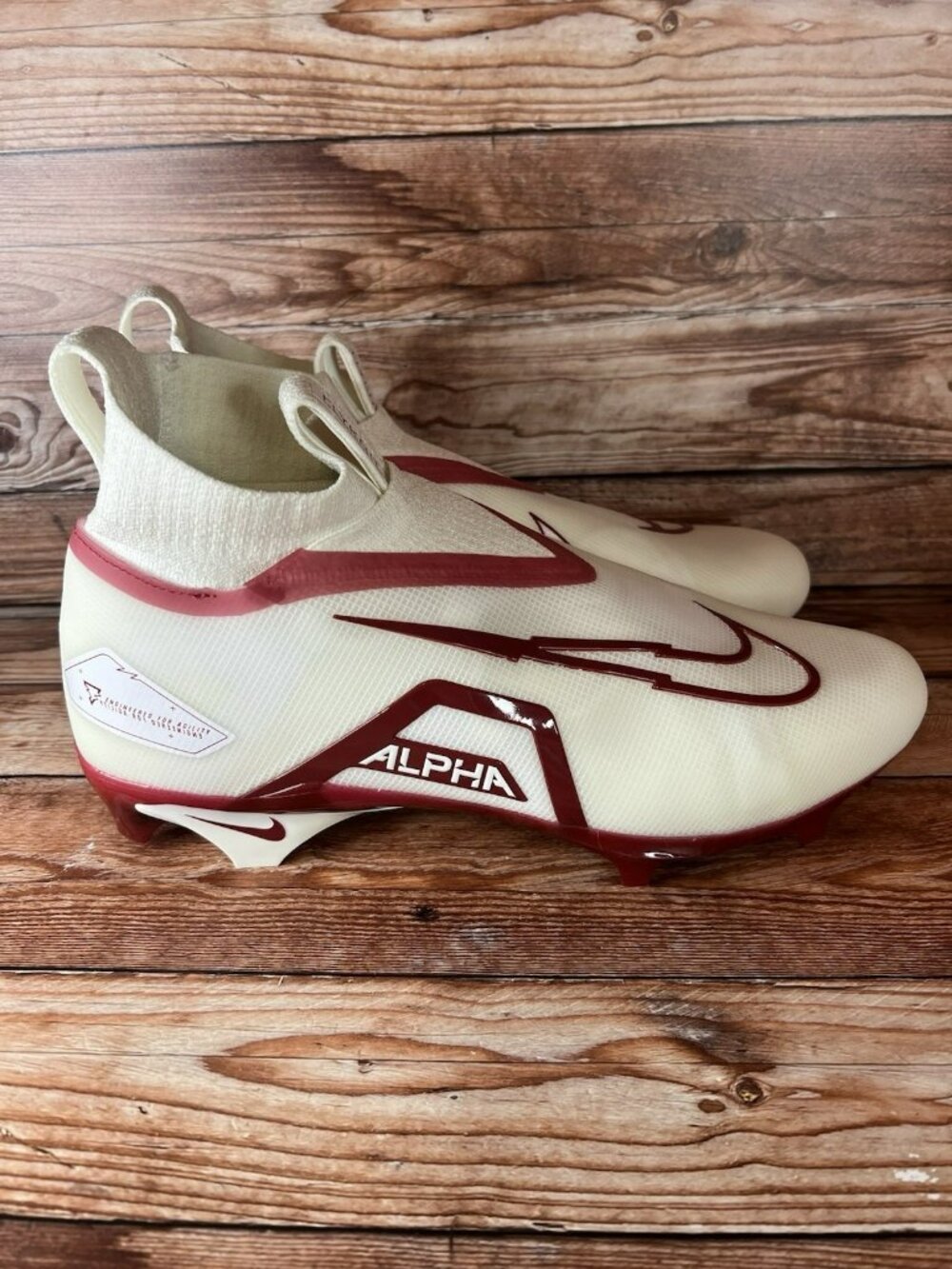 Nike Alpha Menace Elite 3 White Dark Red Cleats Men's Sizes New